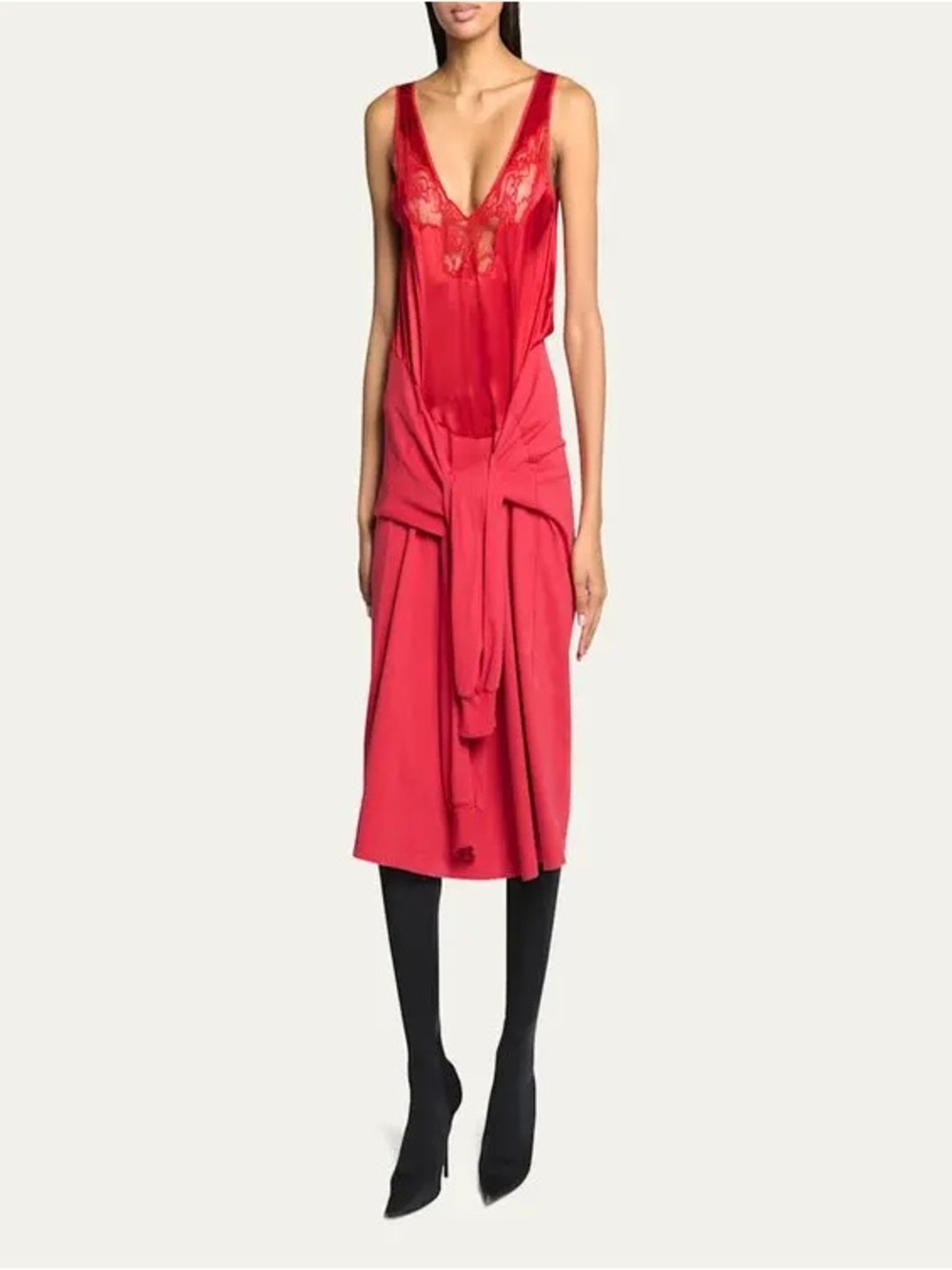 Balenciaga Burgundy Long Sleeve Dress with Slip Layer - Picture 7 of 8